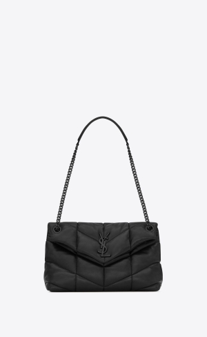 YSL Puffer Small Chain Bag In Prešívané Lambskin Čierne | 47682-JBMU