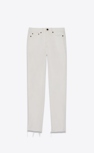 YSL Raw-edge Carrot-fit Jeans Chalk | 71586-TEDB