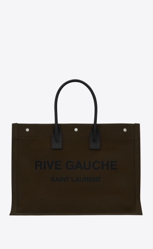 YSL Rive Gauche Large Tote Bag In Printed Platene And Kozene Tmavo | 41378-YCAH