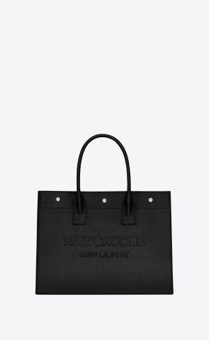 YSL Rive Gauche Small Tote Bag In Smooth Kozene Noir | 71406-XGSK