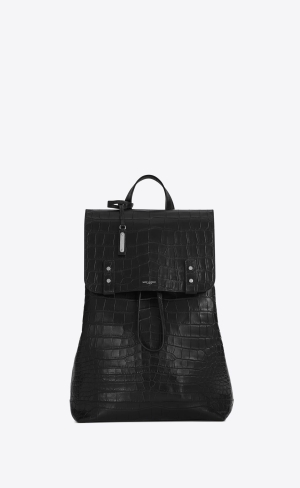 YSL Sac De Jour Backpack In Crocodile-embossed Kozene Čierne | 53061-CAIF