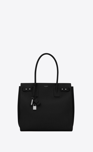 YSL Sac De Jour North/South Tote In Grained Kozene Čierne | 80432-GTUW