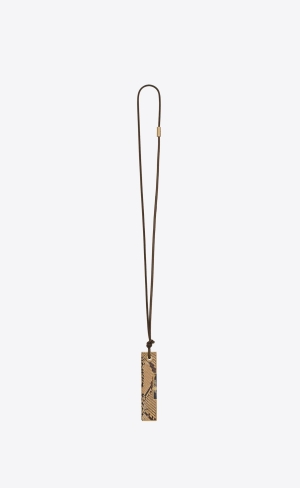 YSL Saint Laurent Hair Comb Necklace In Python Béžové | 97862-YLBH