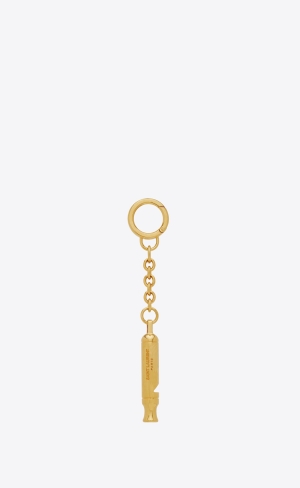 YSL Saint Laurent Metal Whistle Keyring Zlate | 71892-ZJSU