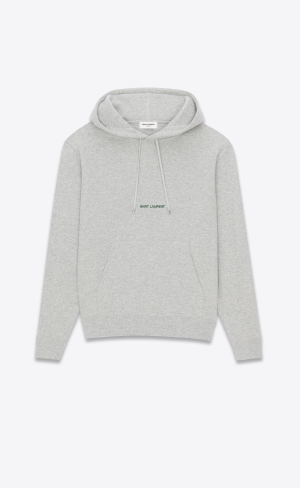 YSL Saint Laurent Rive Gauche Hoodie Gris Chine Et Vert | 05486-VMWA