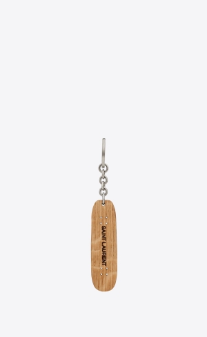 YSL Saint Laurent Skateboard Keyring In Wood Wood | 06415-DEYS