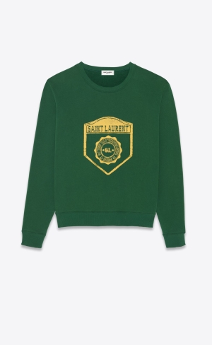 YSL Saint Laurent Sweatshirt Vert Jaune | 04372-MBHG