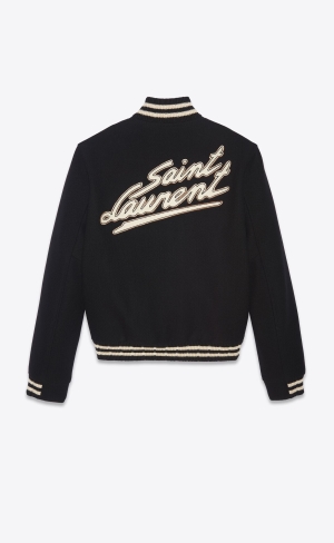 YSL Saint Laurent Teddy Jacket In Vlna Čierne | 03516-ECKD