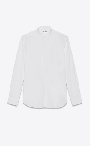 YSL Shirt In Bavlnene Poplin Biele | 08437-FSGA