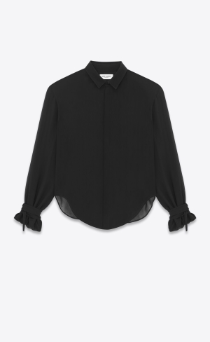 YSL Shirt In Silk Georgette Čierne | 62370-NLPA