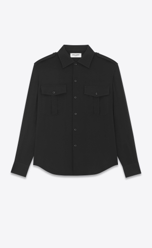 YSL Shirt In Silk Georgette Čierne | 78569-XTSV