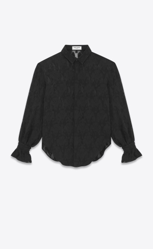 YSL Shirt In Silk Čierne | 39726-JWKQ