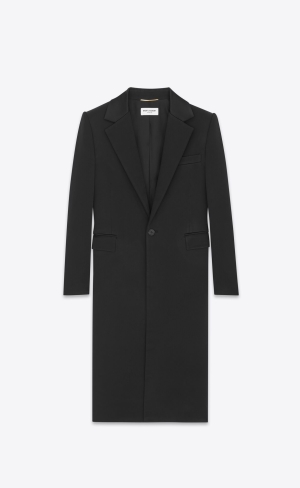 YSL Single-breasted Coat In Crepe Satin Čierne | 24709-YPWX