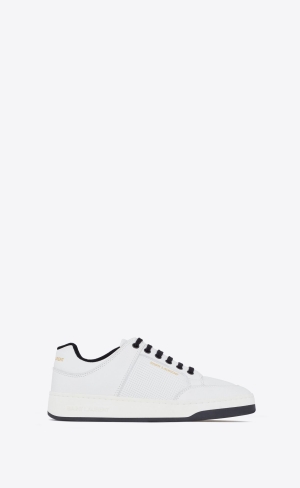 YSL Sl/61 Low-top Sneakers In Smooth And Grained Kozene Blanc Optique | 24160-EYGX