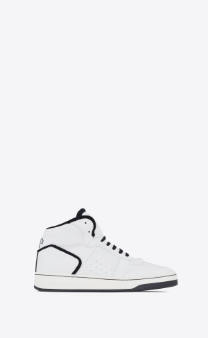 YSL Sl/80 Stredne-top Sneakers In Smooth And Grained Kozene Čierne | 35961-XYJS