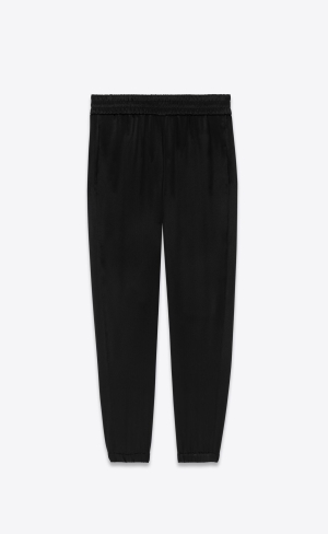 YSL Slim-fit Sweatpants In Crepe Satin Noir | 03781-TKHD