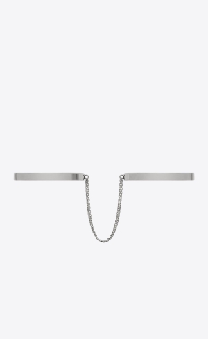 YSL Small Double Handcuff Bracelets In Metal Palladium | 07391-ETXN