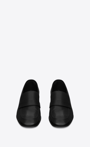 YSL Solferino Penny Slippers In Smooth Kozene Noir | 17463-BNLT