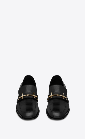 YSL Solferino Penny Slippers In Smooth Kozene Noir | 70856-UJZF