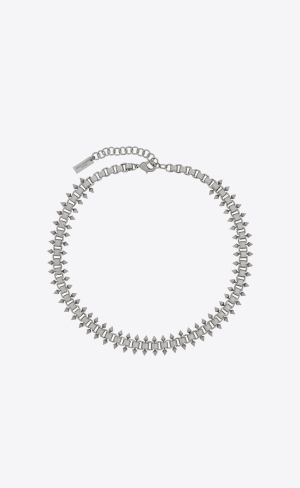 YSL Square And Spikes Kratke Chain Necklace In Metal Palladium | 40579-SFYT