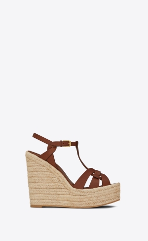 YSL Tribute Espadrilles Wedge In Smooth Kozene Amber | 74085-FZAT