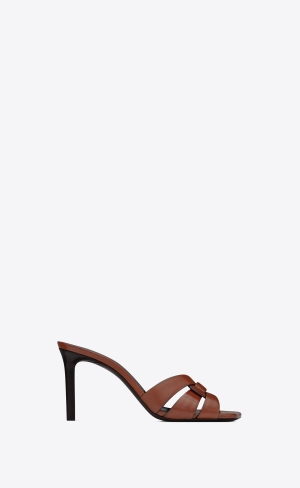 YSL Tribute Mules In Smooth Kozene Toffee | 71082-RLIH