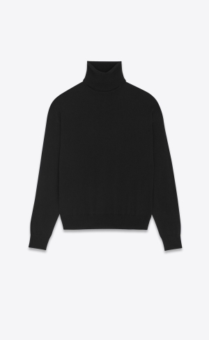 YSL Turtleneck Svetrove Saty In Cashmere Noir | 67493-ABPS