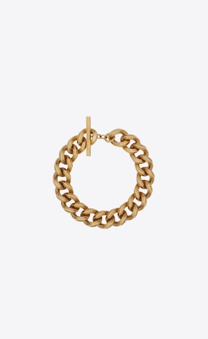 YSL Vintage Triangular Curb Chain Bracelet In Metal Zlate | 62083-CKLU