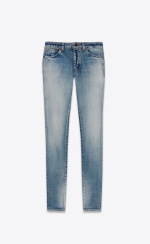 YSL Vychudnutý-fit Jeans Svetlo Modre | 62185-TGVY