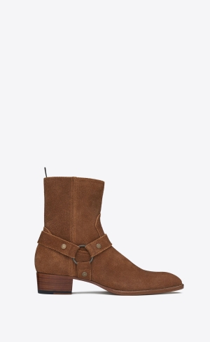 YSL Wyatt Harness Boots In Semisove Nut | 28957-QCSP