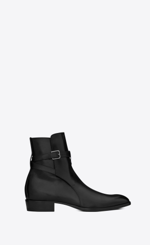 YSL Wyatt Jodhpur Boots In Smooth Kozene Čierne | 90247-TDQX