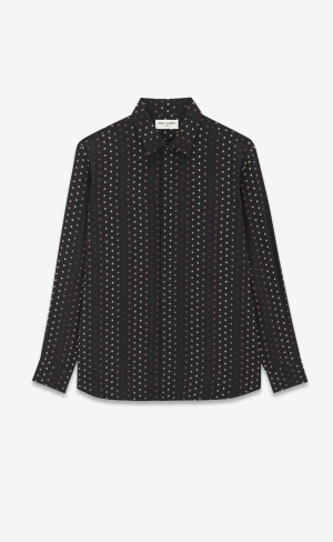 YSL Yves Collar Klasické Shirt In Dotted Crepe De Chine Čierne | 93608-TFYW